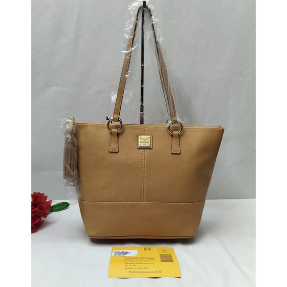 Dooney & Bourke Camel Pebble Grain Leather Double Handles Tote Bag - NWT - Picture 1 of 16